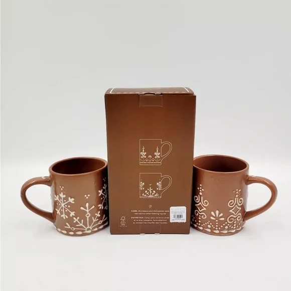 Pottery Barn Gingerbread Stoneware Mugs - Set of 2